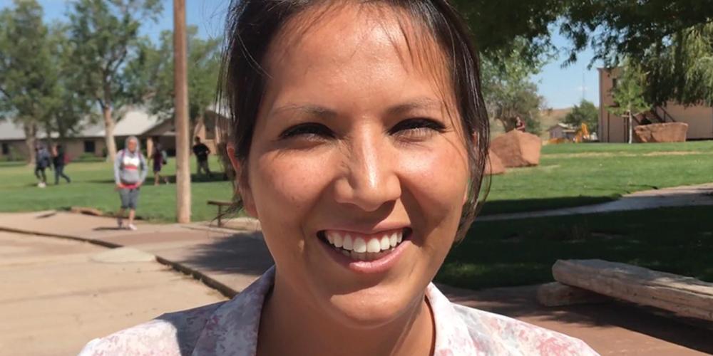 Jovannah Poor Bear-Adams, 29, said she felt that the Holbrook school pastor was talking directly to her when he declared that no one could serve two Gods. (Andrew McChesney / Adventist Mission)