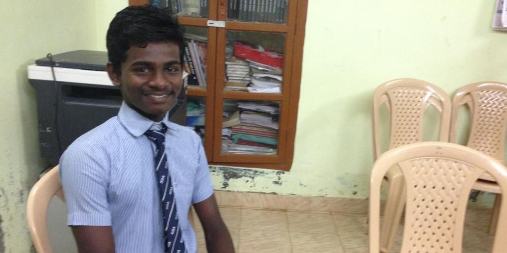 Ranjith Kumar, 17, says he owes his life to those who sponsored his Adventist education at James Memorial Higher Secondary School near Prakasapuram, India. (Andrew McChesney / Adventist Mission)