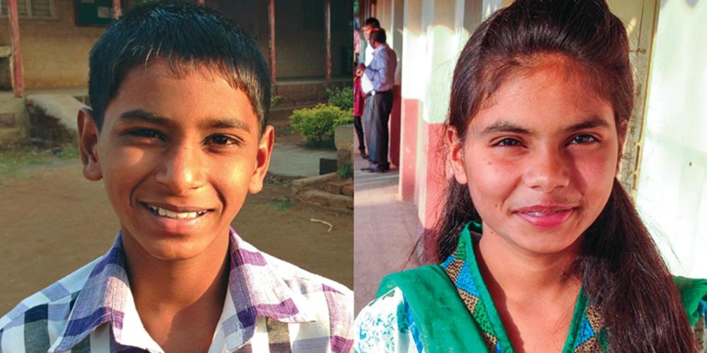 Siyon Sudir Bhore, 13, left, and Snehal Kamble, 15, study at the Alate school through the influence of pastors. (Andrew McChesney / Adventist Mission)